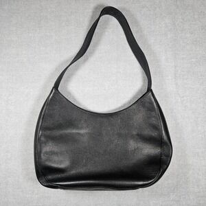 Black Pebbled Genuine Leather Hobo Shoulder Bag Minimalist Zip Top Made in India